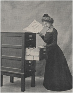 Vertical filing cabinet, c. 1890, from the American Library Association: http://www.ala.org/lhrt/popularresources/lhrtnewsletters/spring2011